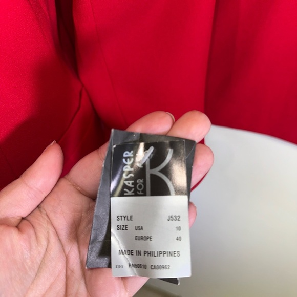 VINTAGE NWT Kasper Red Double-Breasted Blazer and Skirt Set - Picture 10 of 16